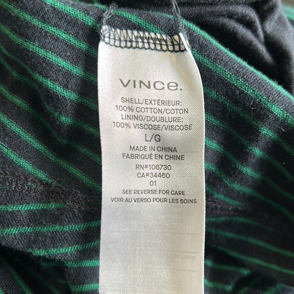 VINCE Classic Stripe Side Tie Dress Green Blue A Line Short Sleeve Sz L - Picture 12 of 12